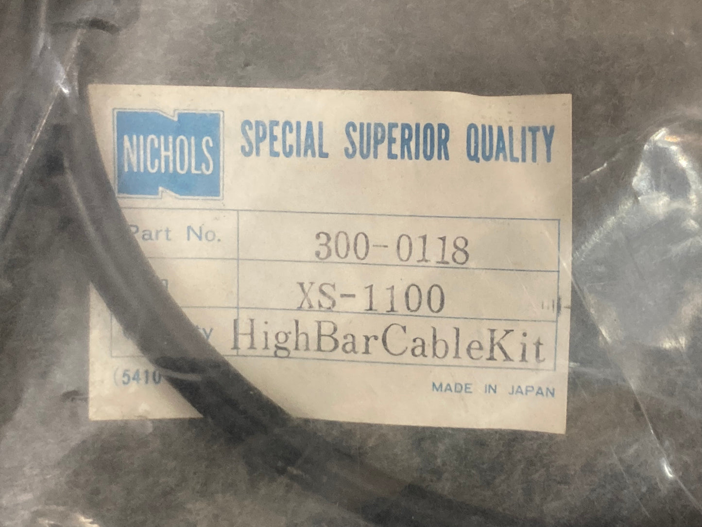 New Genuine Nichols 300-0118 High Bar Cable Kit