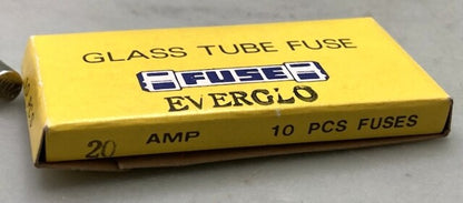 Qty 10 Everglo 20 Amp Glass Tube Fuse New Genuine