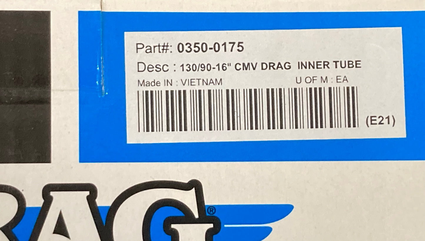 New Genuine Drag Specialties 0350-0175 HD MC Inner Tube 130/90-16" CMV
