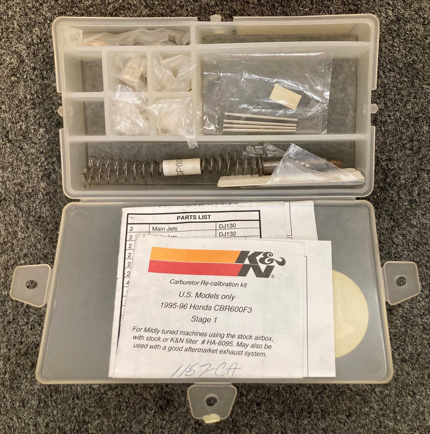 New Genuine K&N 81-9313 Jet Kit STG1, Honda CBR600F3 1995