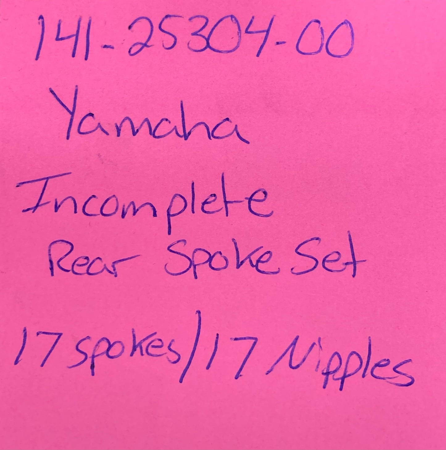 New Replaces Yamaha 141-25304-00 Spoke Rear Incomplete Set 17 Spokes 17 Nipples