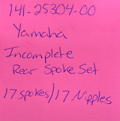 New Replaces Yamaha 141-25304-00 Spoke Rear Incomplete Set 17 Spokes 17 Nipples