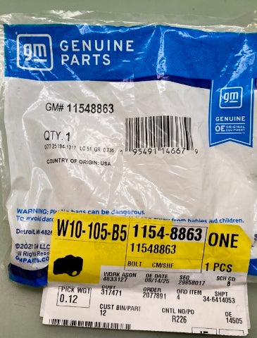 GM 11548863 CM/SHF Bolt New Genuine