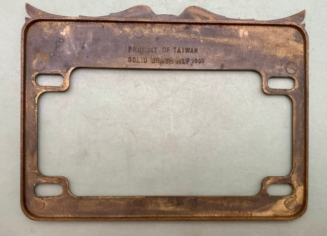 Harley Davidson MLF1648 Chromed Solid Brass Eagle Plate Frame Replaces