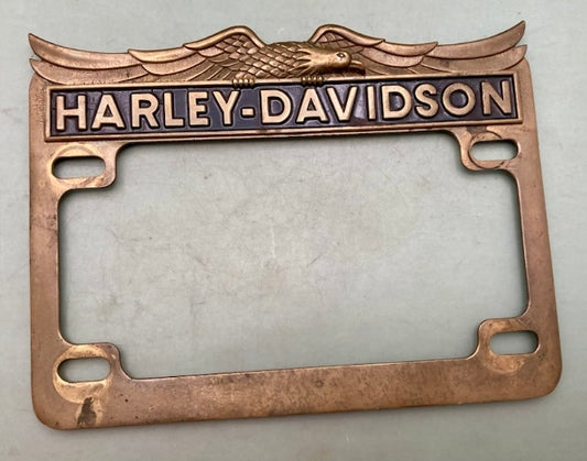 Harley Davidson MLF1648 Chromed Solid Brass Eagle Plate Frame Replaces