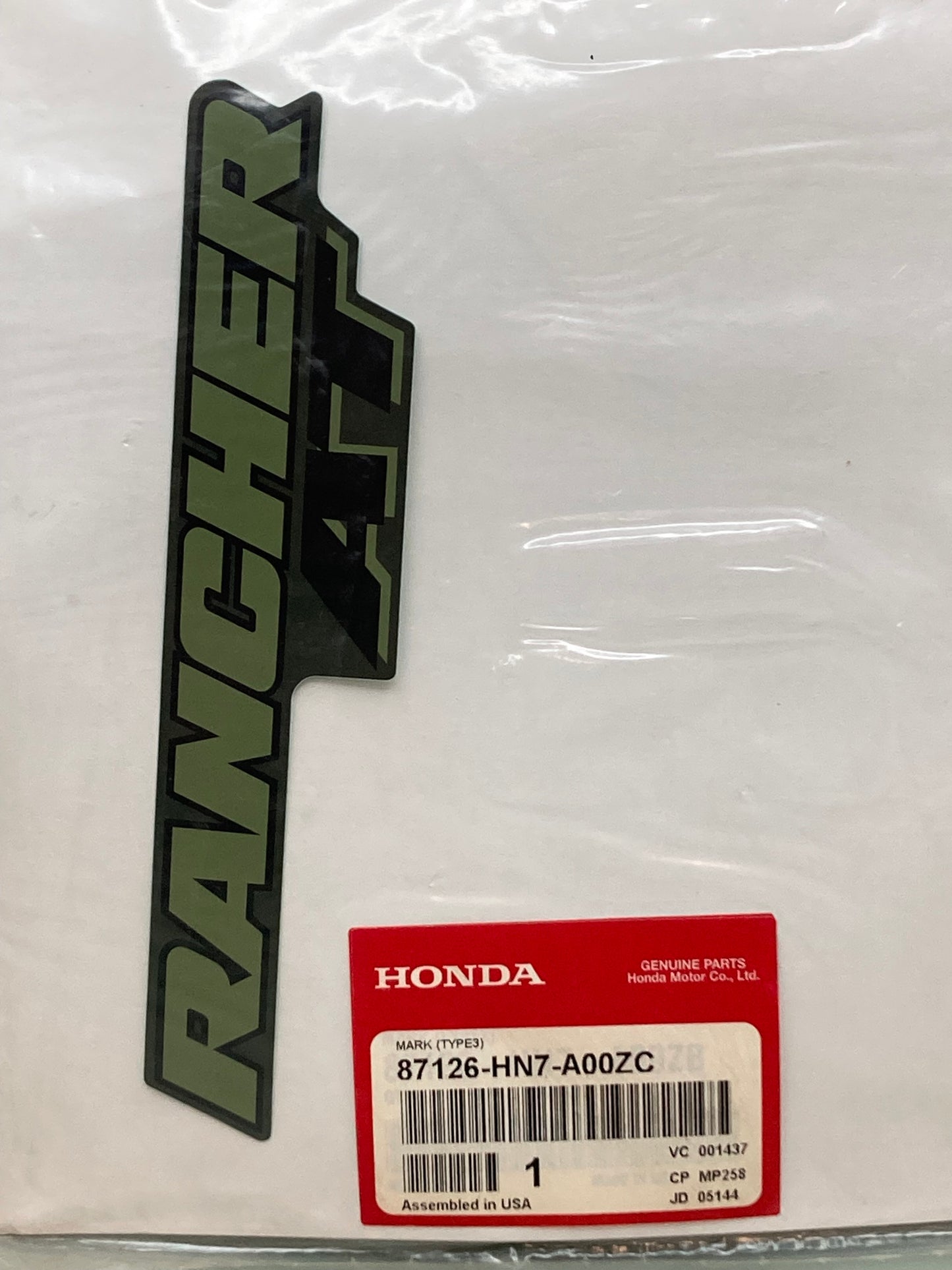 New Genuine Honda 87126-HN7-A00ZC Mark Type 3
