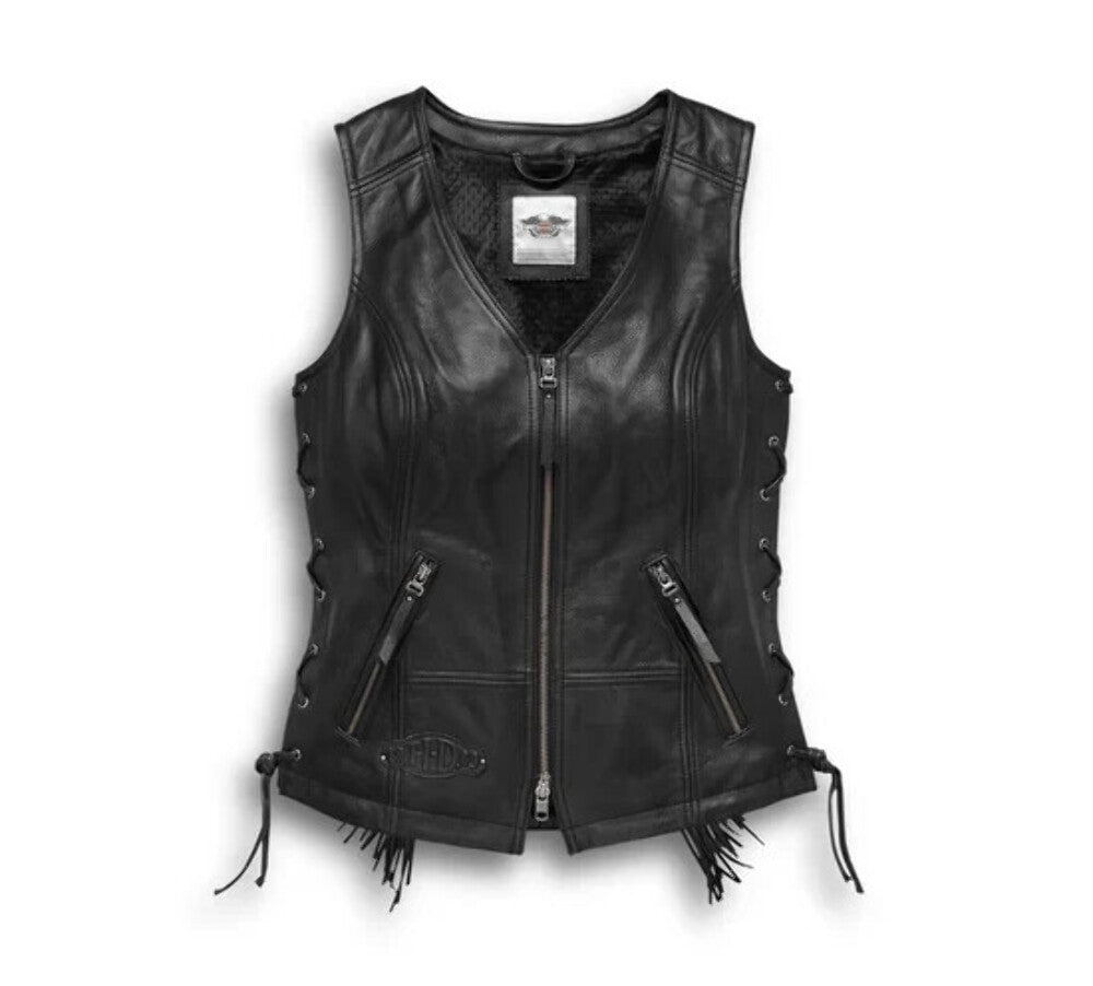 NEW GENUINE HARLEY DAVIDSON 98014-18VW SMALL Women's Boone Fringed Leather Vest