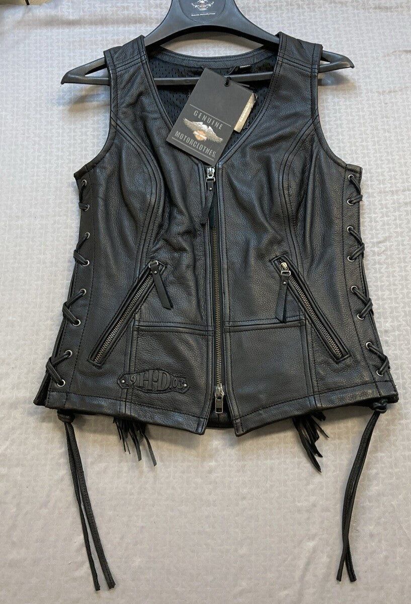 NEW GENUINE HARLEY DAVIDSON 98014-18VW SMALL Women's Boone Fringed Leather Vest