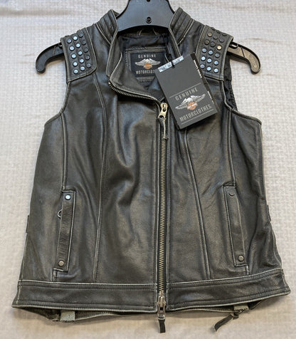 NEW GENUINE HARLEY DAVIDSON 97005-22VW XSMALL Electra Studded Leather Vest
