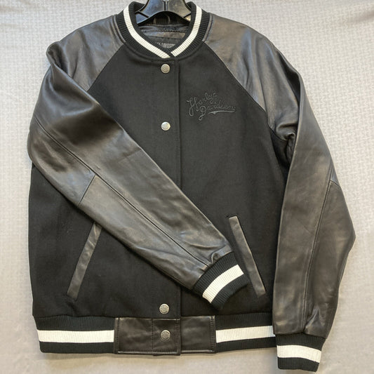 NEW GENUINE HARLEY DAVIDSON 97017-23VW 2XL WOMEN'S VARSITY JACKET, LEATHER, BLK