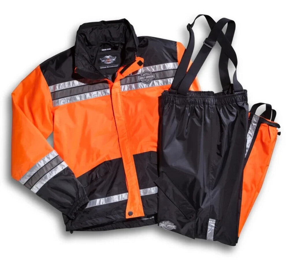NEW GENUINE HARLEY DAVIDSON 98155-21VM SM MENS HI-VIS RAINWEAR SUIT REFLECTIVE