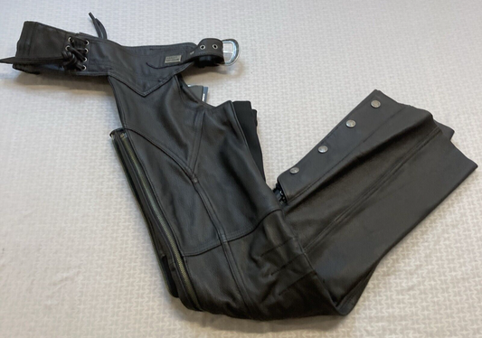 NEW GENUINE HARLEY DAVIDSON 98046-19VW SM WOMENS DELUXE II BLACK LEATHER CHAPS