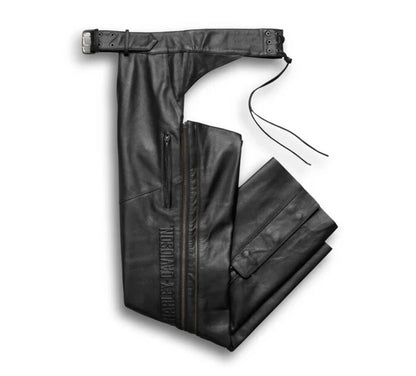 NEW GENUINE HARLEY DAVIDSON 98100-16VM LG MEN'S DELUXE II BLACK LEATHER CHAPS