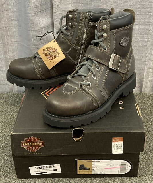 NEW GENUINE HARLEY DAVIDSON D96273 SIZE 8.5 BRAKE BUCKLE FLASH GREY