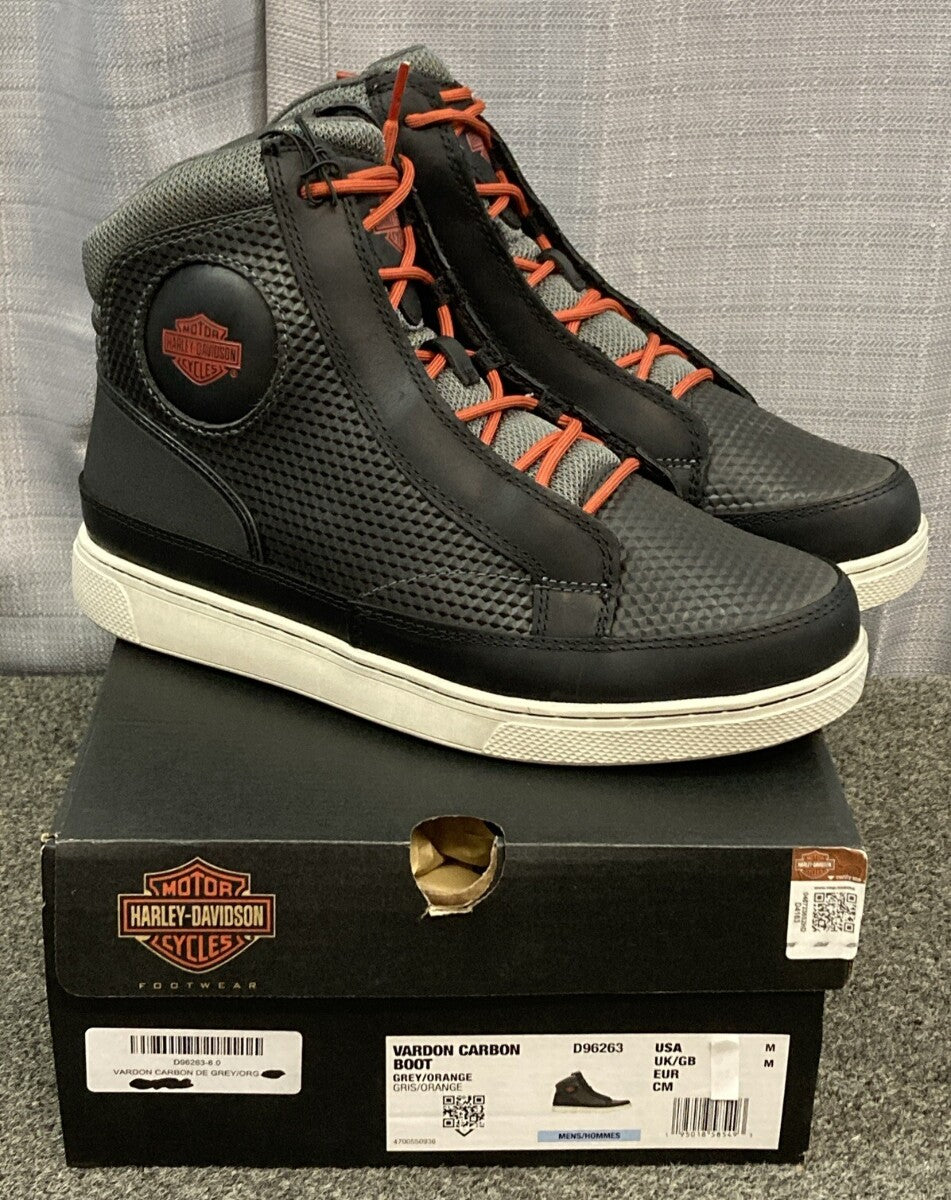 NEW GENUINE HARLEY DAVIDSON D96263 SIZE 8 GREY Vardon Carbon Riding Sneaker