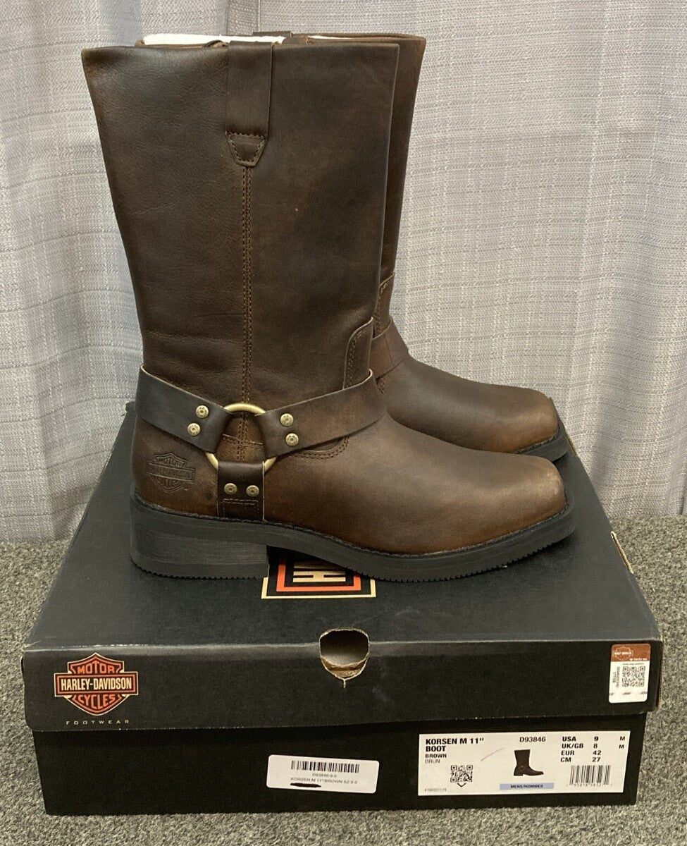NEW GENUINE HARLEY DAVIDSON D93846 SIZE 9 KORSEN M BROWN Harness Boots