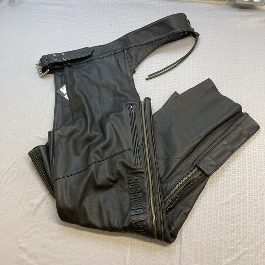 NEW GENUINE HARLEY DAVIDSON 98100-16VM 3XL MEN'S DELUXE II BLACK LEATHER CHAPS