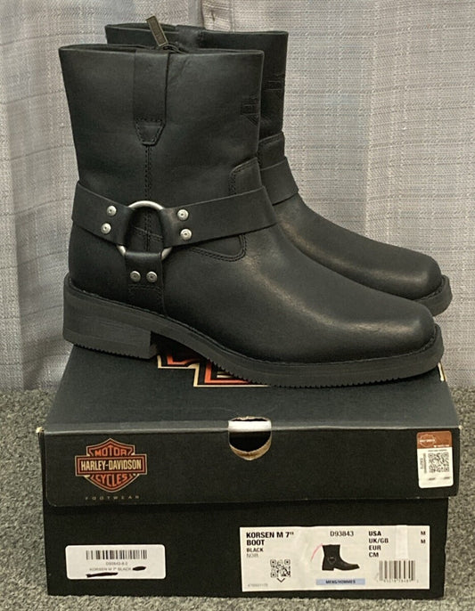 NEW GENUINE HARLEY DAVIDSON D93843 SIZE 10.5 KORSEN M 7" BOOT BLACK