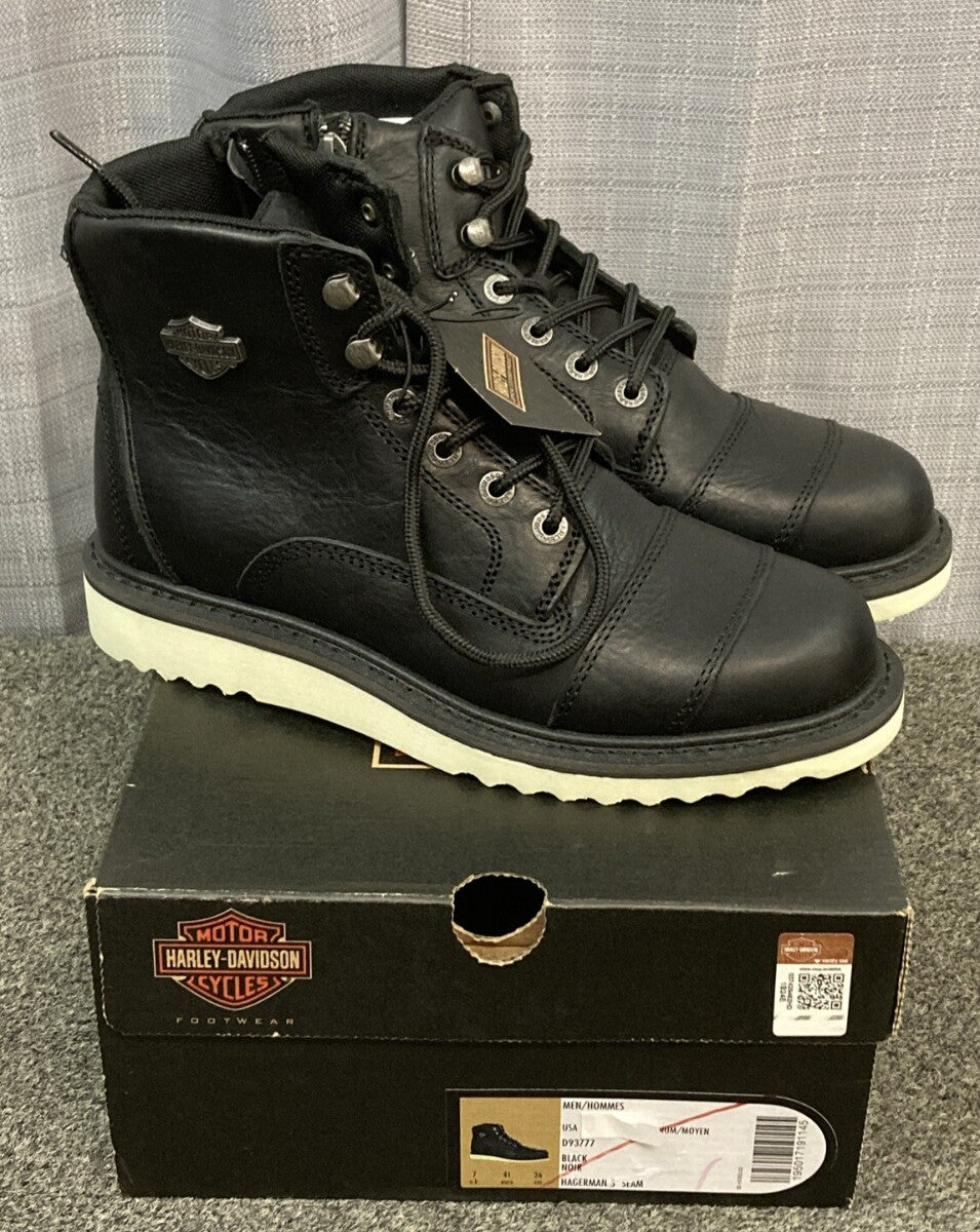 NEW GENUINE HARLEY DAVIDSON D93777 SIZE 8.5 Hagerman 5" Seam Black Leather Boots