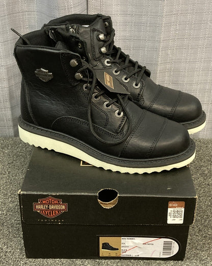 NEW GENUINE HARLEY DAVIDSON D93777 SIZE 8.5 Hagerman 5" Seam Black Leather Boots