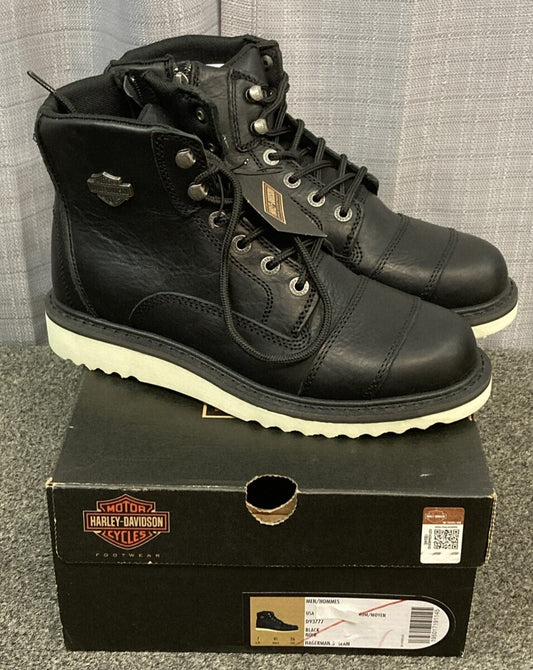 NEW GENUINE HARLEY DAVIDSON D93777 SIZE 8.5 Hagerman 5" Seam Black Leather Boots