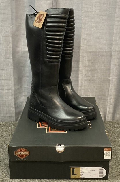 NEW GENUINE HARLEY DAVIDSON D87216 SIZE 8 Kamton 13.5-Inch Women's Black Boots