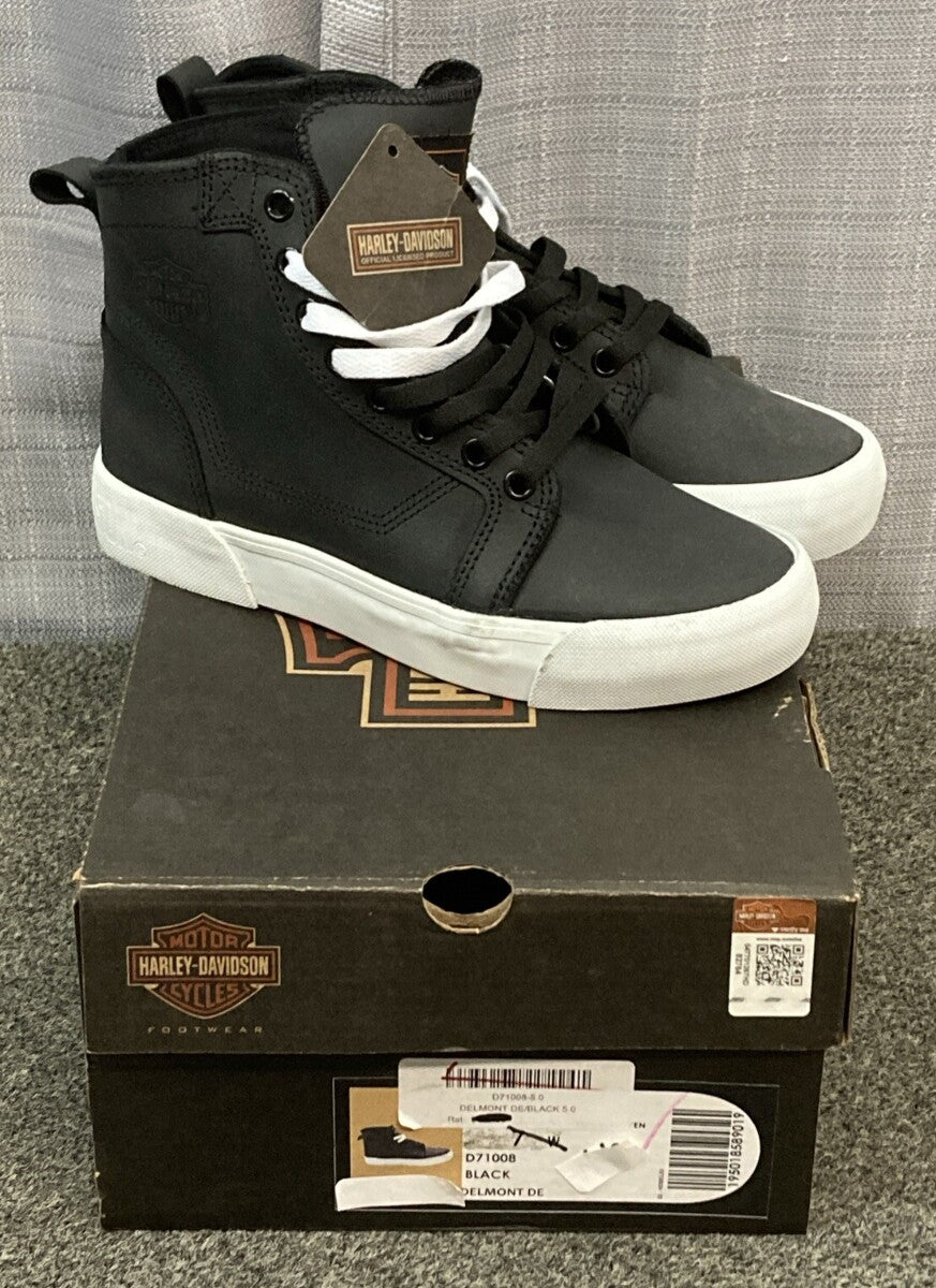 NEW GENUINE HARLEY DAVIDSON D71009 SIZE 4.5 Delmont DE Black Sneakers