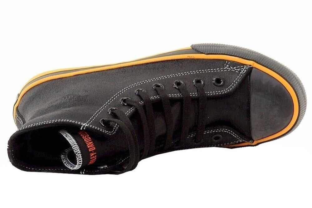 NEW HARLEY DAVIDSON D93816 SIZE 7 MEN'S NATHAN 4.25” BLACK ORANGE LEATHER HI-TOP