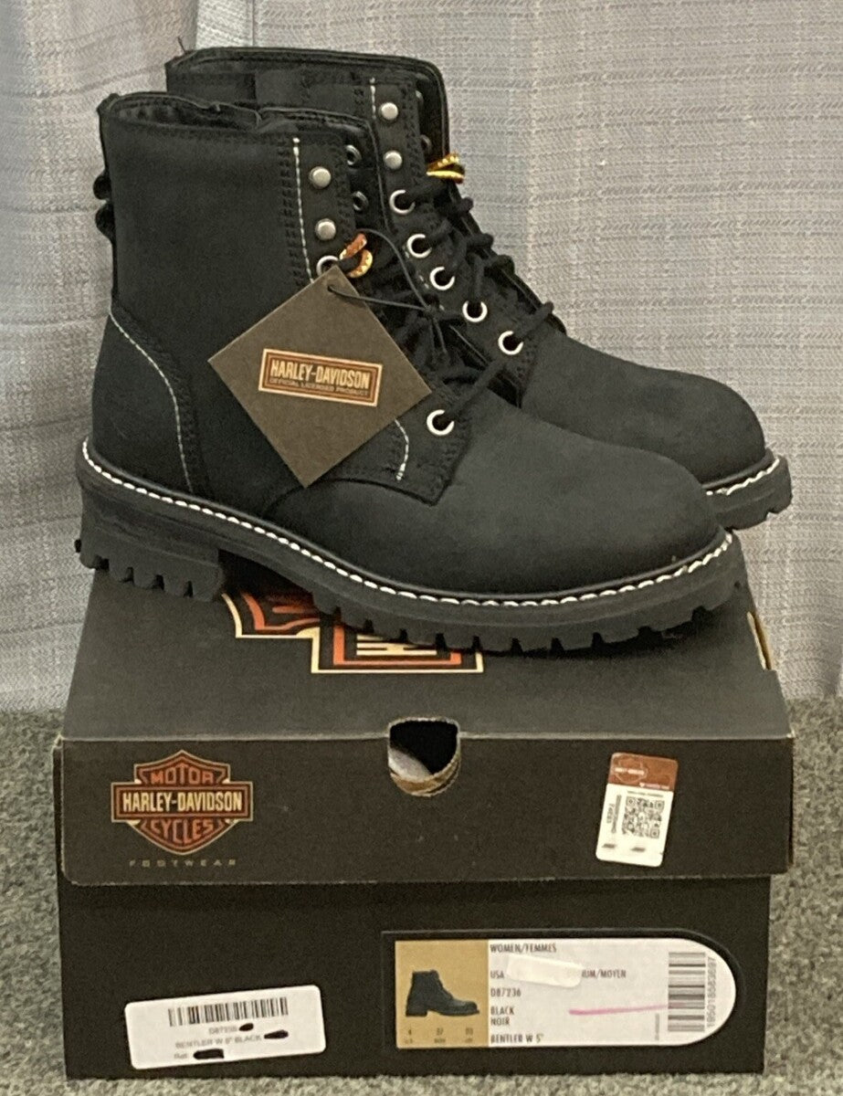 NEW HARLEY DAVIDSON D87236 SIZE 6 WOMEN'S BENTLER 5" BLACK MOTORCYCLE BOOTS