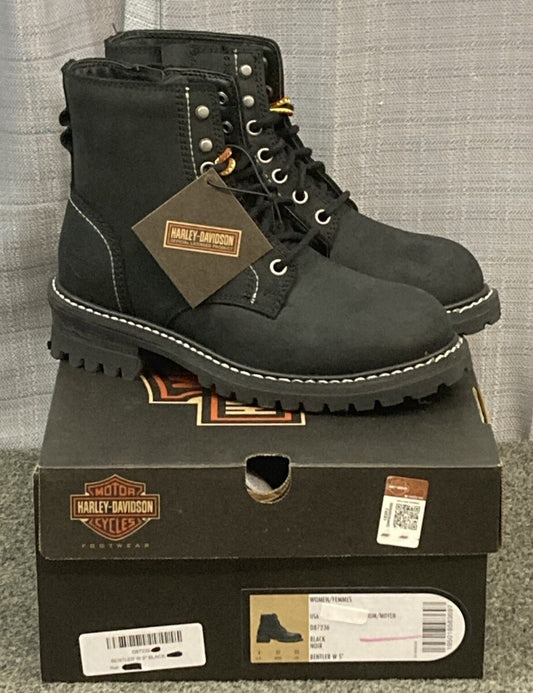 NEW HARLEY DAVIDSON D87236 SIZE 6 WOMEN'S BENTLER 5" BLACK MOTORCYCLE BOOTS