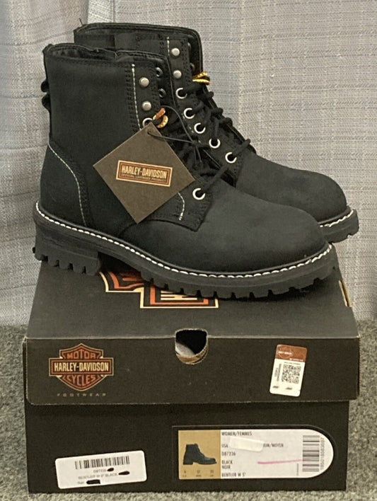 NEW HARLEY DAVIDSON D87236 SIZE 6.5 WOMEN'S BENTLER 5" BLACK MOTORCYCLE BOOTS
