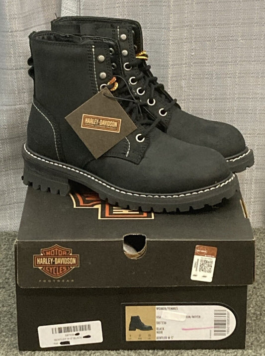 NEW HARLEY DAVIDSON D87236 SIZE 7 WOMEN'S BENTLER 5" BLACK MOTORCYCLE BOOTS