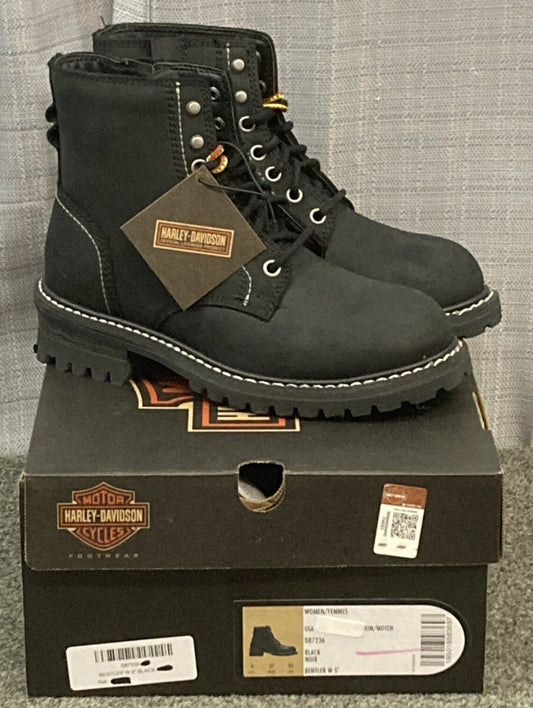NEW HARLEY DAVIDSON D87236 SIZE 7.5 WOMEN'S BENTLER 5" BLACK MOTORCYCLE BOOTS