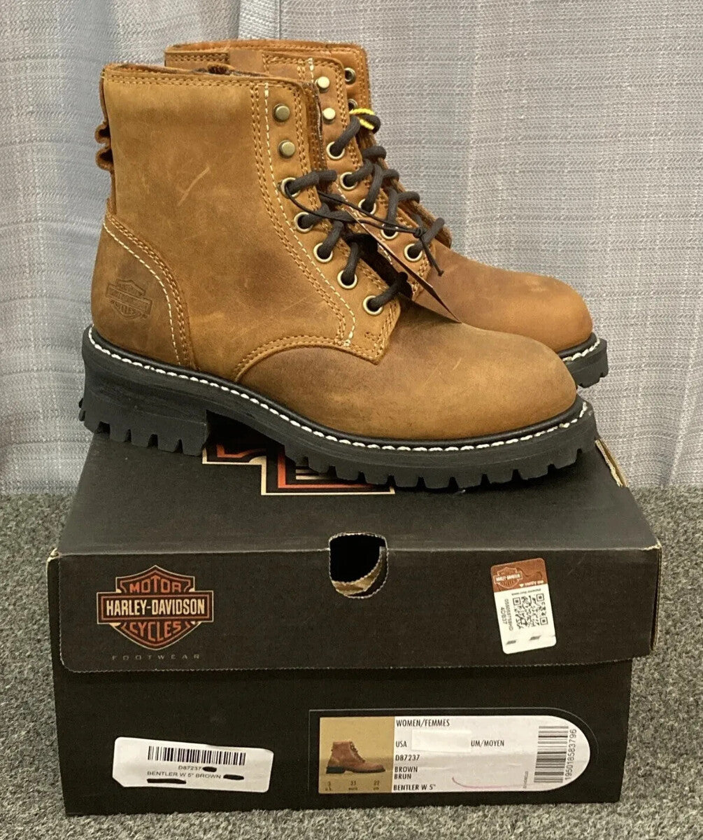 NEW HARLEY DAVIDSON D87237 SIZE 10 WOMEN'S BENTLER 5" BROWN MOTORCYCLE BOOTS