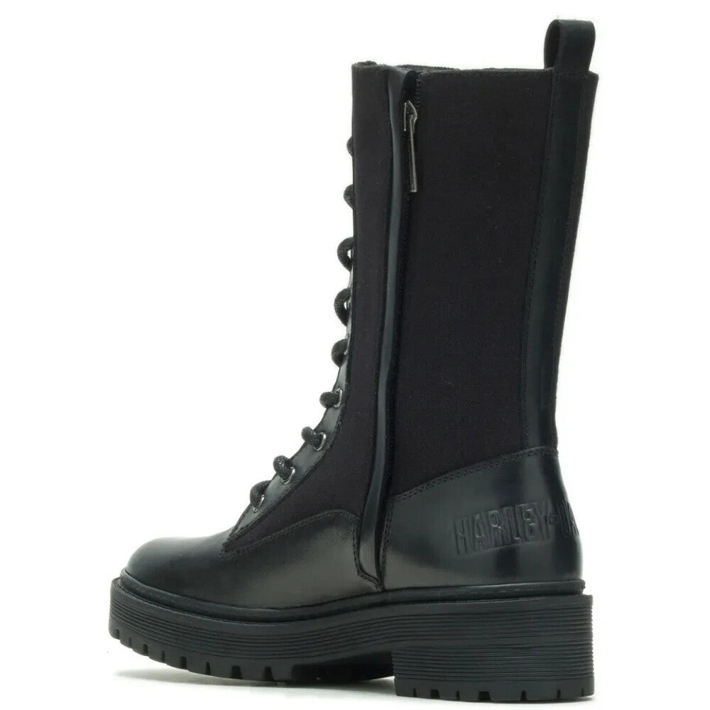 NEW HARLEY DAVIDSON D84779 SIZE 9.5 WOMEN'S VALENE 9" BLK LEATHER/CANVAS BOOTS