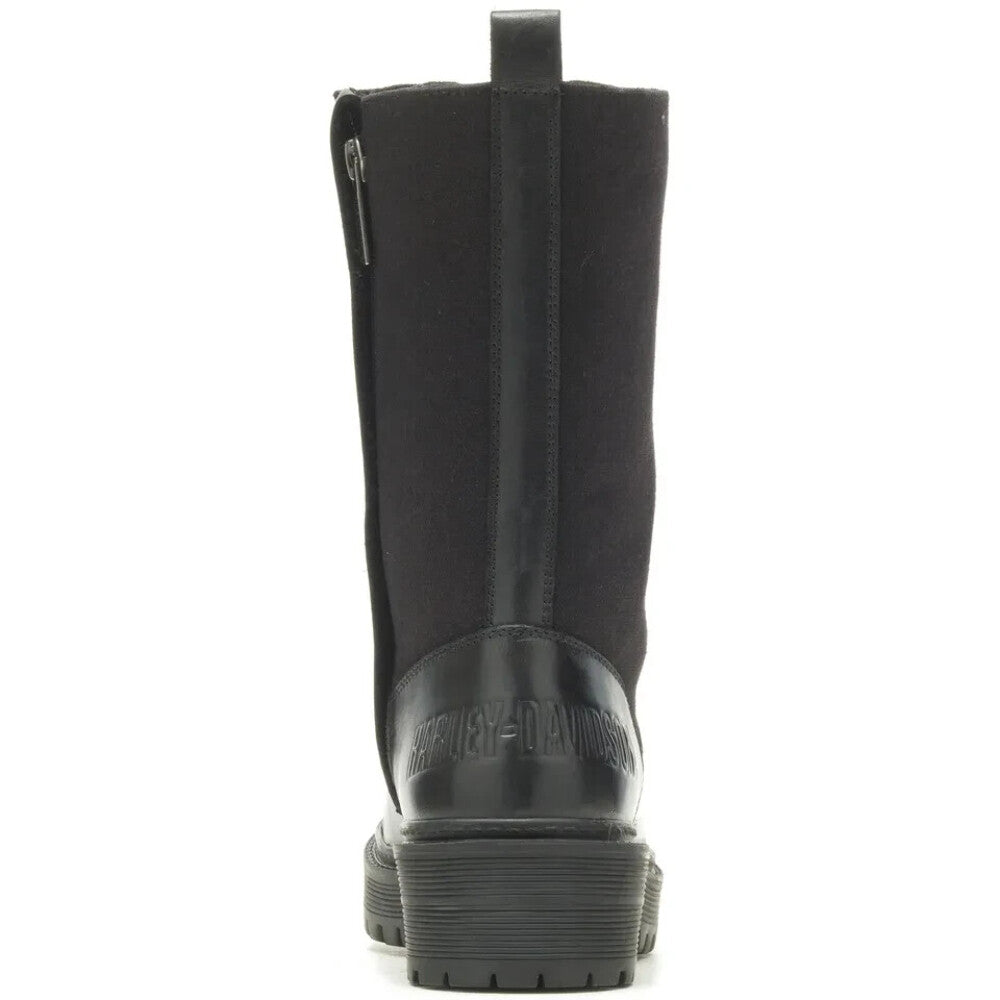 NEW HARLEY DAVIDSON D84779 SIZE 9.5 WOMEN'S VALENE 9" BLK LEATHER/CANVAS BOOTS