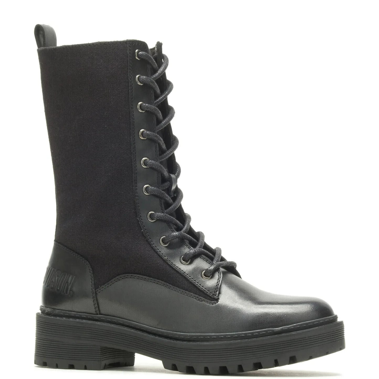 NEW HARLEY DAVIDSON D84779 SIZE 9.5 WOMEN'S VALENE 9" BLK LEATHER/CANVAS BOOTS