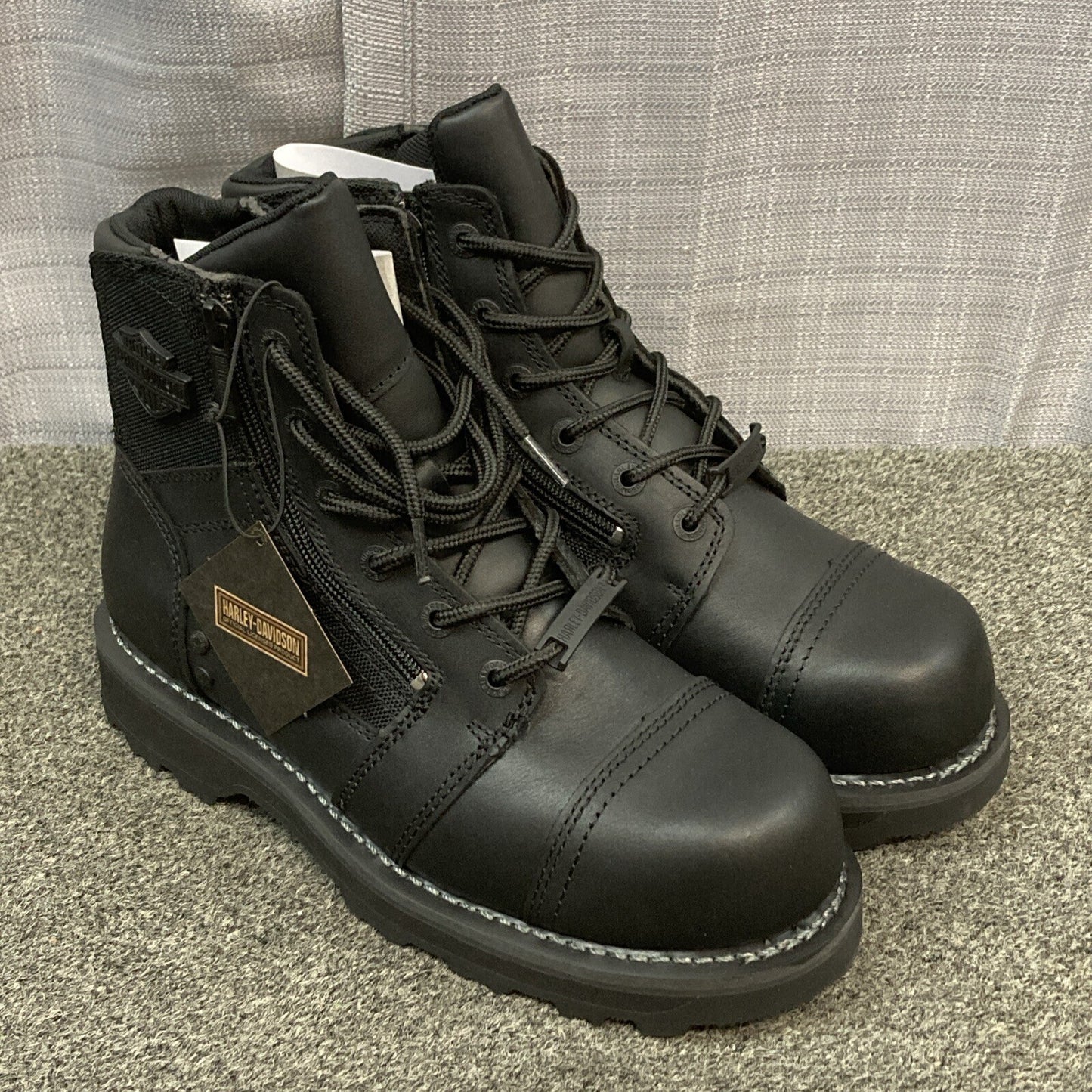 NEW HARLEY DAVIDSON D93681 SIZE 8 MEN'S BONHAM SAFETY TOE BLK MOTORCYCLE BOOTS