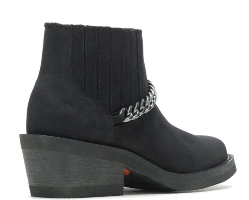NEW HARLEY DAVIDSON D87241 SIZE 5 WOMEN'S KORSEN CHAIN BLK LEATHER ANKLE BOOTS