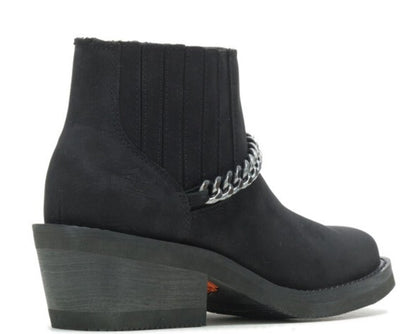 NEW HARLEY DAVIDSON D87241 SIZE 8 WOMEN'S KORSEN CHAIN BLK LEATHER ANKLE BOOTS