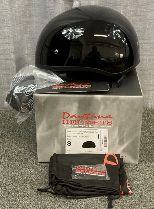 NEW DAYTONA HELMETS D1-ANS DOT SKULL CANDY W/O VISOR HI-GLOSS BLACK HELMET