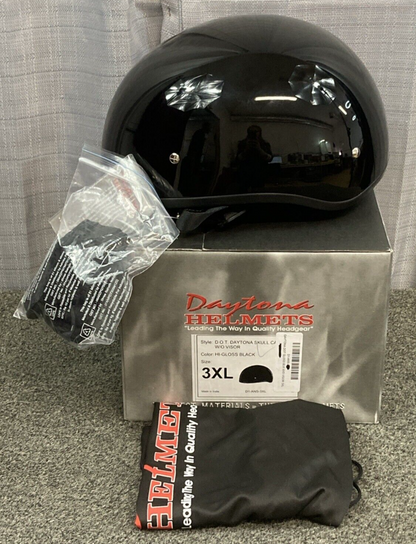 NEW DAYTONA HELMETS D1-ANS-3XL DOT  SKULL CANDY W/O VISOR HI-GLOSS BLACK HELMET