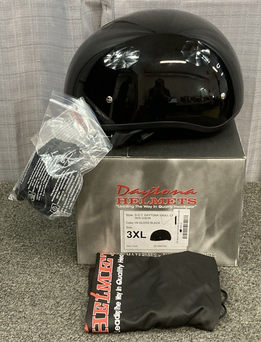 NEW DAYTONA HELMETS D1-ANS-3XL DOT  SKULL CANDY W/O VISOR HI-GLOSS BLACK HELMET
