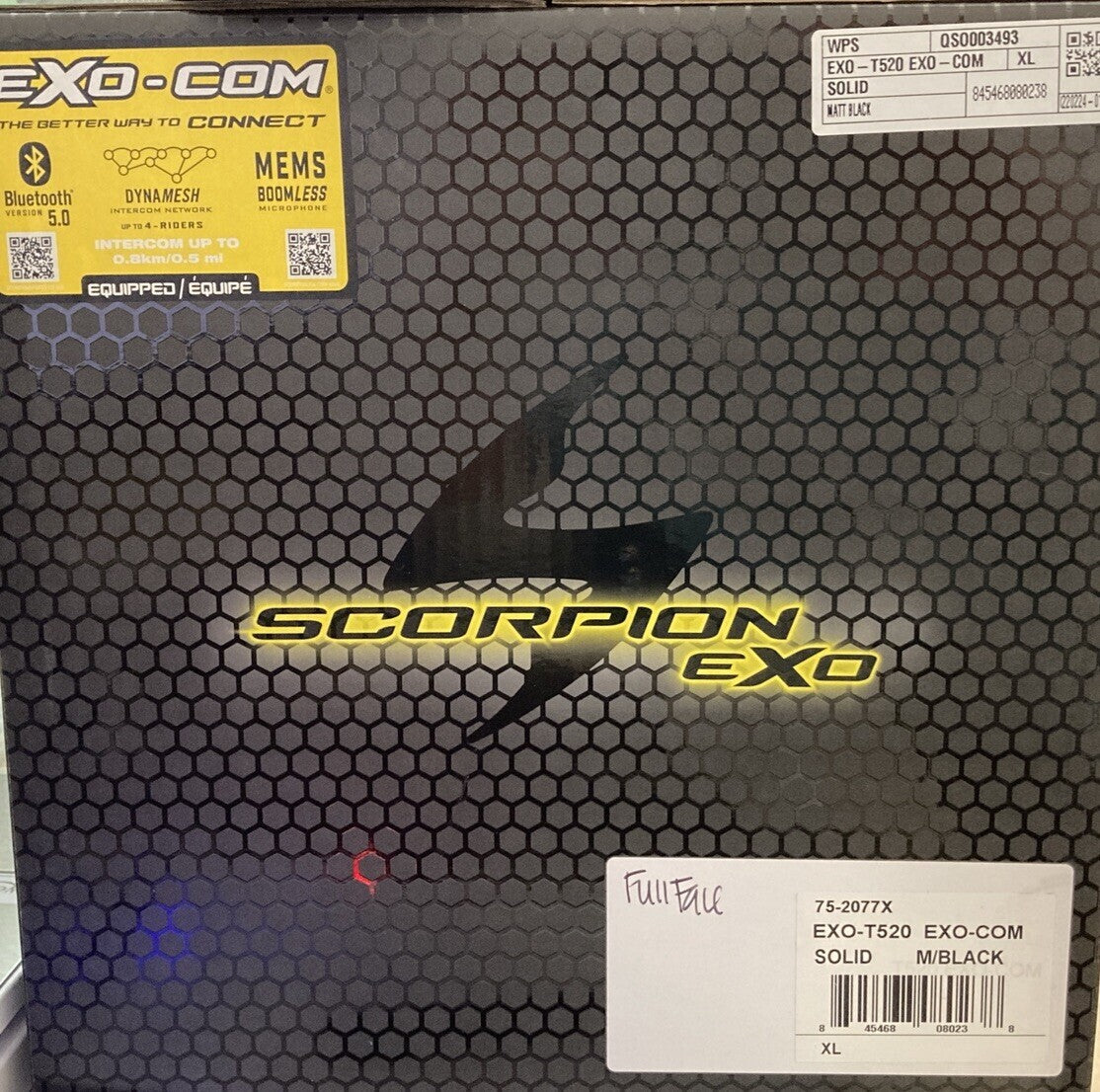 NEW SCORPION EXO 75-2077X EXO-Com Full Face Helmet Matte Black XL EXO-T520