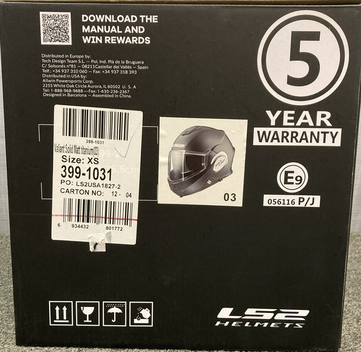 NEW GENUINE LS2 399-1031 XS Valiant Solid Modular Adult Street Helmet