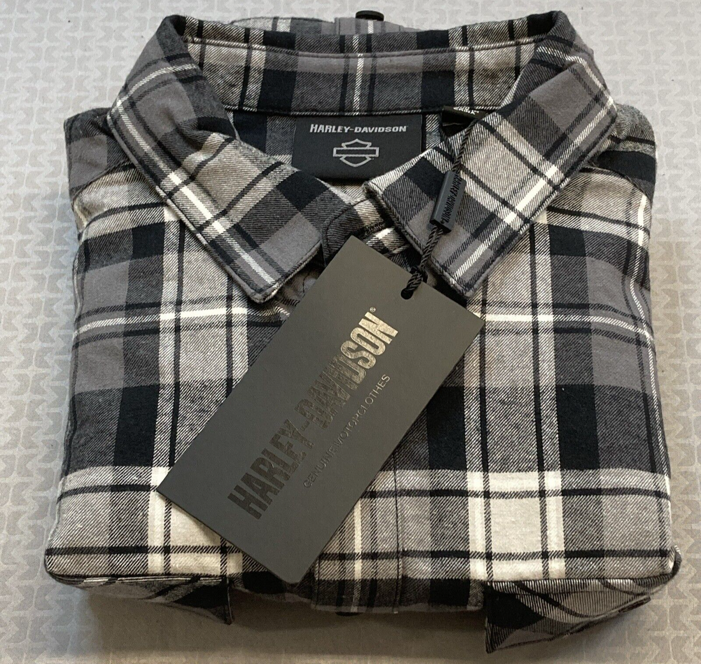 NEW GENUINE HARLEY DAVIDSON 96360-23VM/000L WOVEN BLACK PLAID LARGE