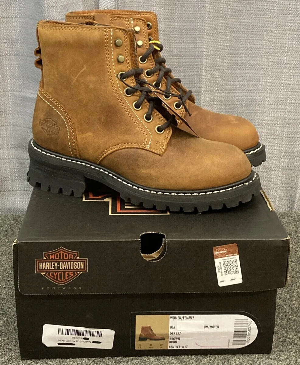NEW HARLEY DAVIDSON D87237 SIZE 6 WOMEN'S BENTLER 5" BROWN MOTORCYCLE BOOTS