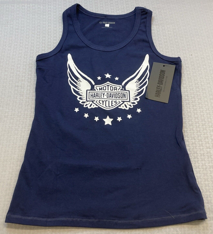 NEW GENUINE HARLEY DAVIDSON 96477-22VW WOMEN'S 2W TANK KNIT WWP BLUE