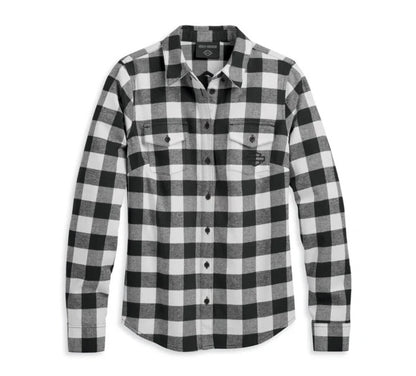 NEW GENUINE HARLEY DAVIDSON 96277-23VW WOMEN'S MED SHIRT WOVEN OFF WHITE PLAID