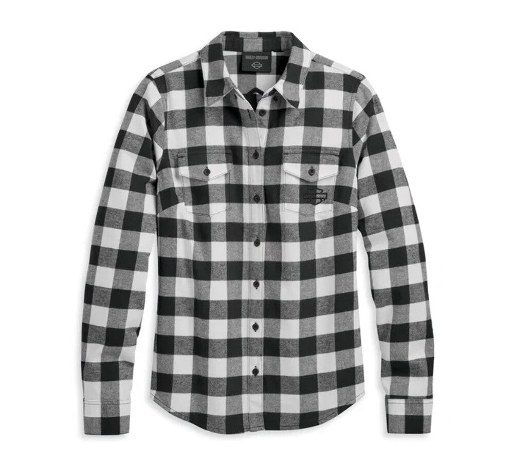 NEW GENUINE HARLEY DAVIDSON 96277-23VW WOMEN'S 2XL SHIRT WOVEN OFF WHITE PLAID